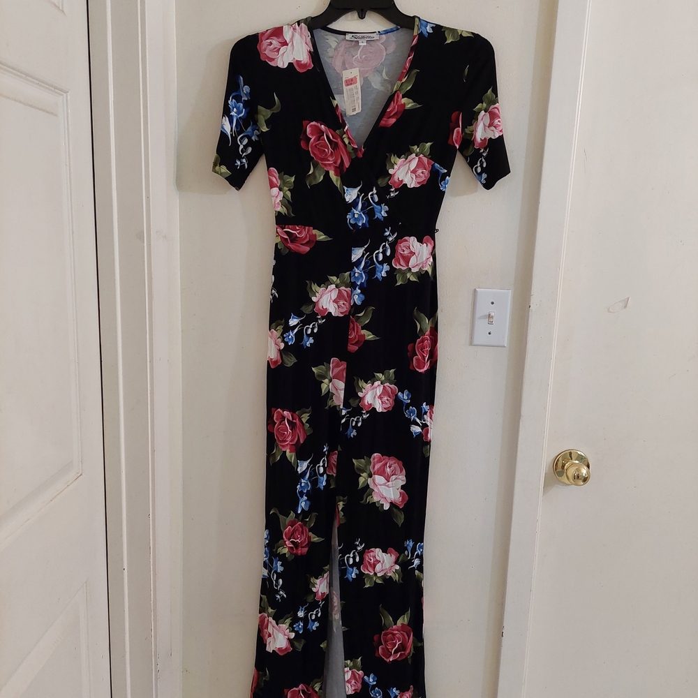 Floral Navy Blue Long Dress